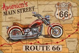 Blechschild-ROUTE 66 AMERICA`S MAIN STRE